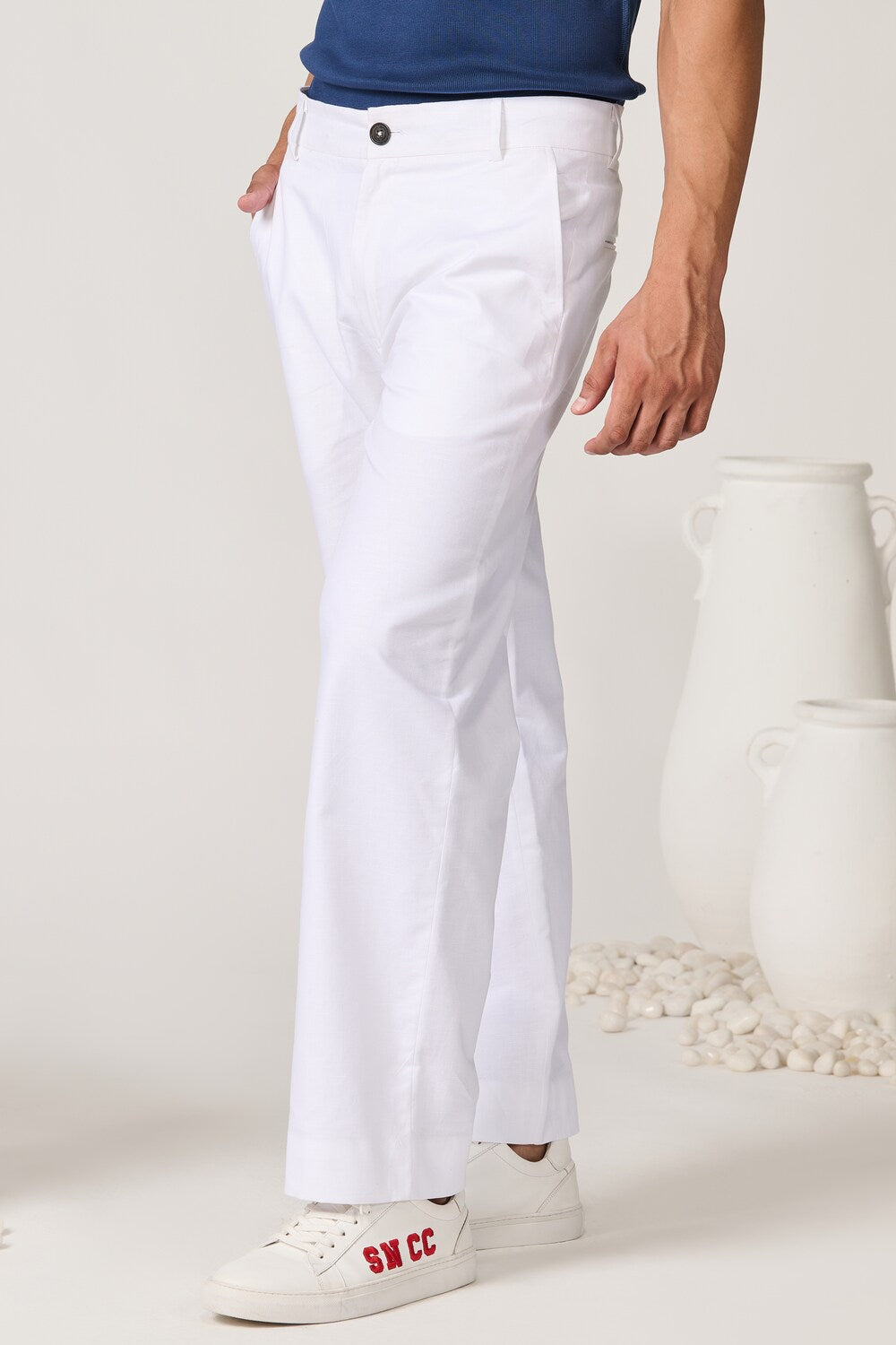 Off-White Linen Relaxed Fit Trousers