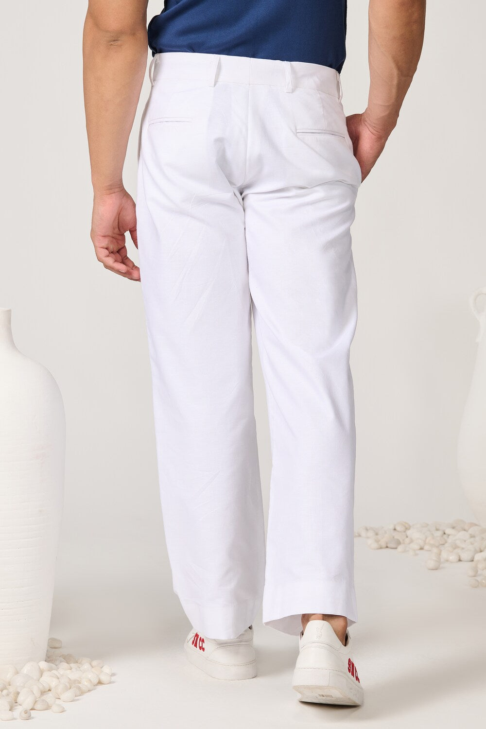 Off-White Linen Relaxed Fit Trousers