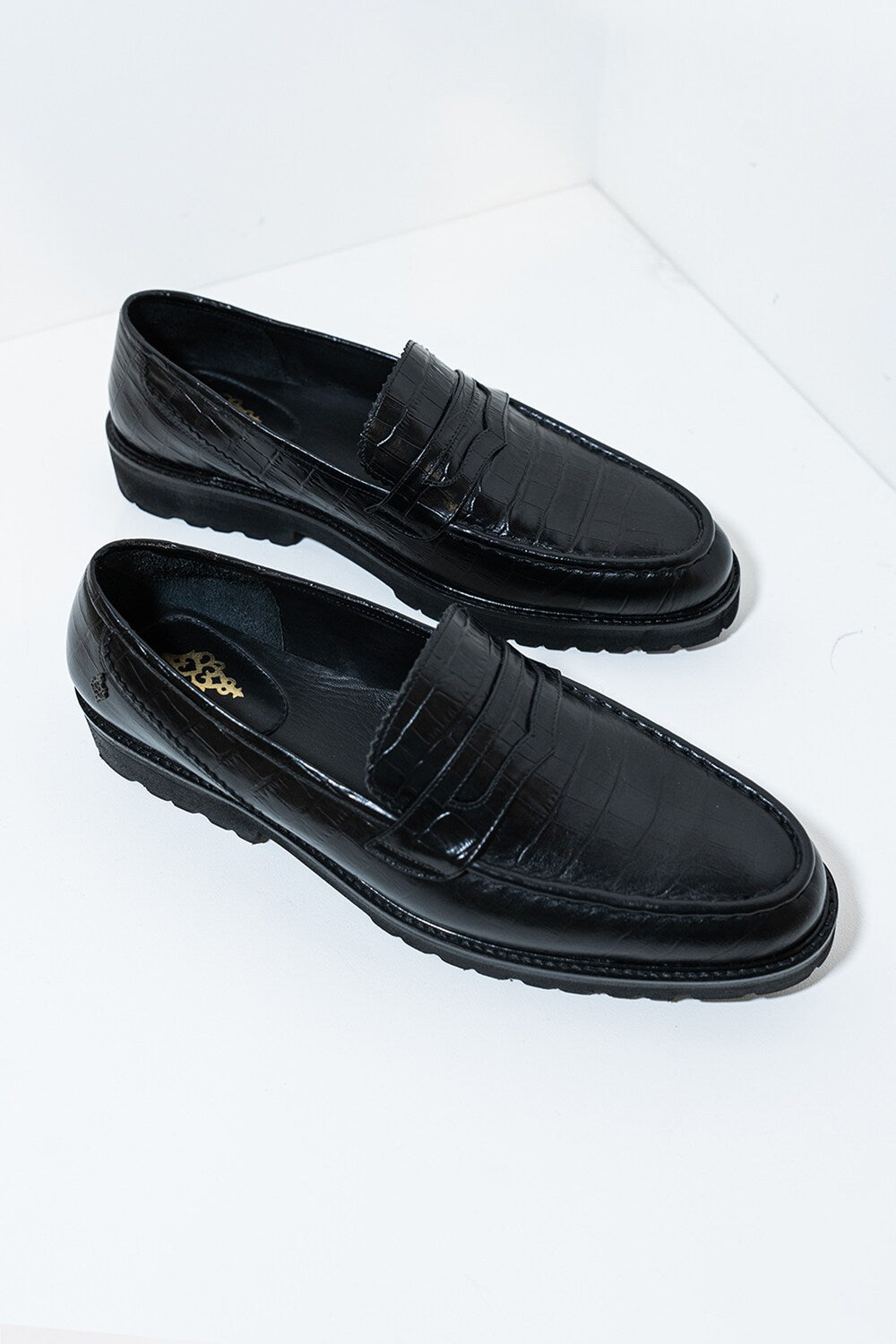 * Black Block Loafers