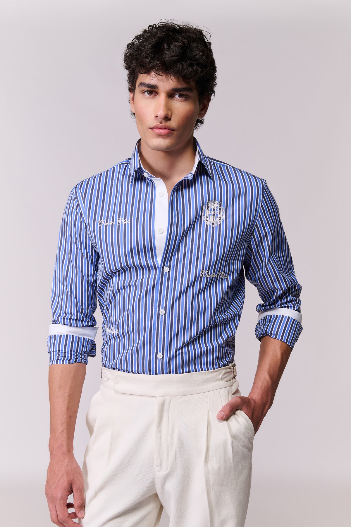 SNCC Blue Embroidered Stripe Shirt