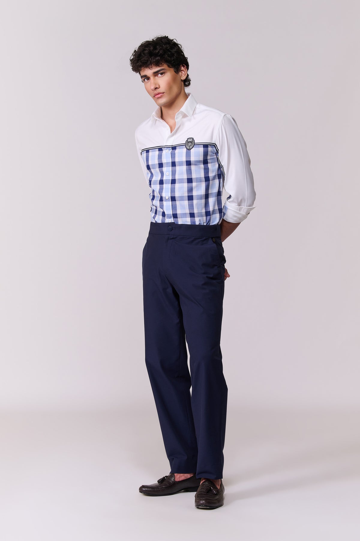 SNCC White Check Panel Shirt