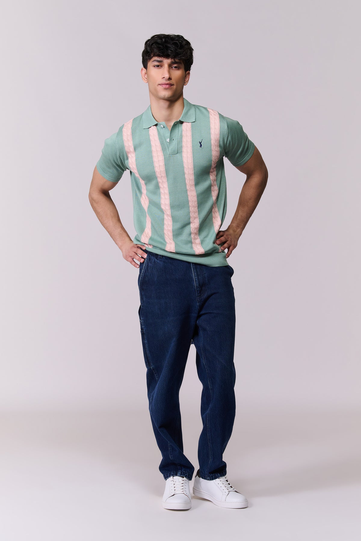 SNCC Jade Cable Stripe Knit Polo
