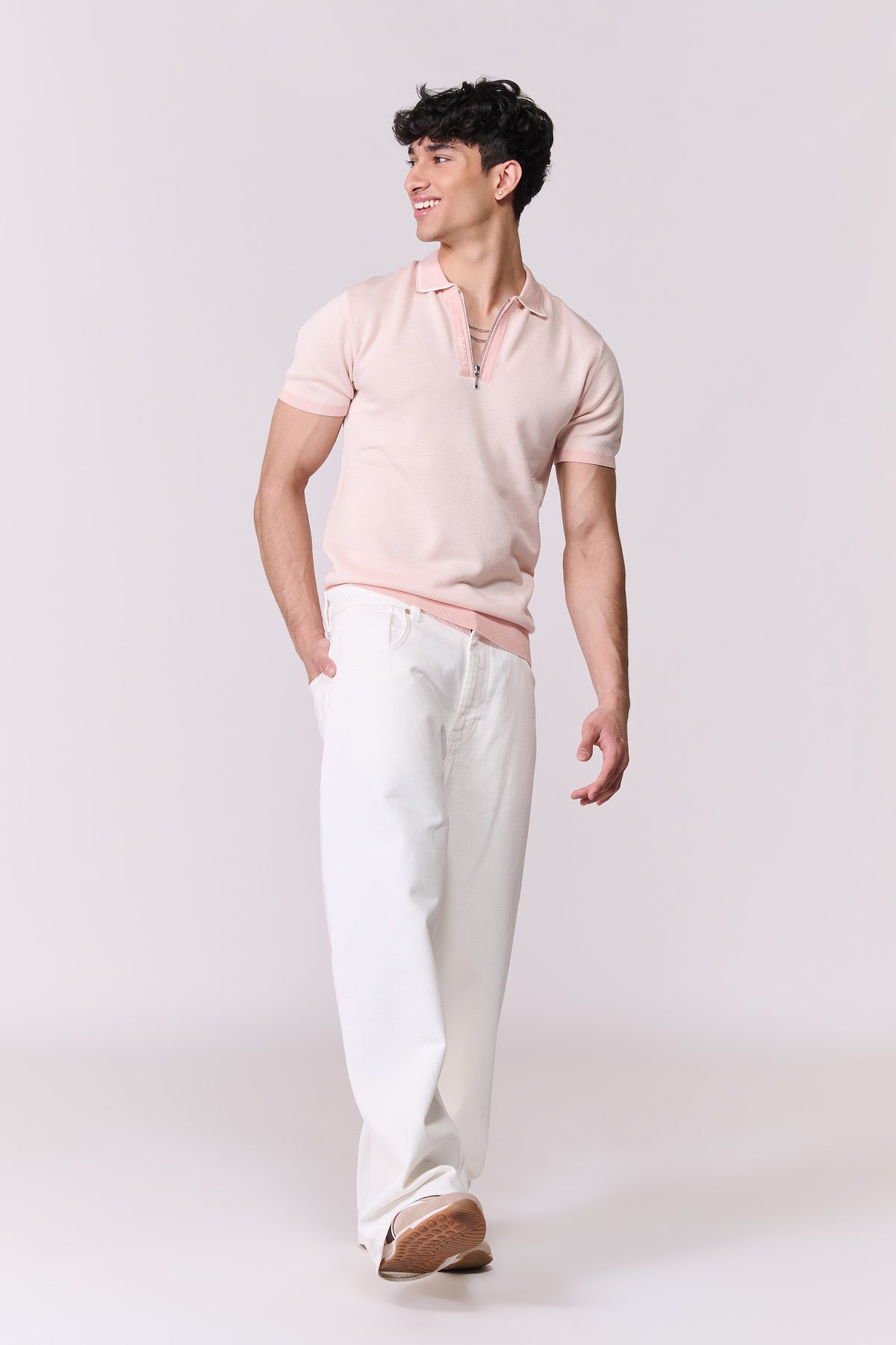 SNCC Pink Knit Zip Polo
