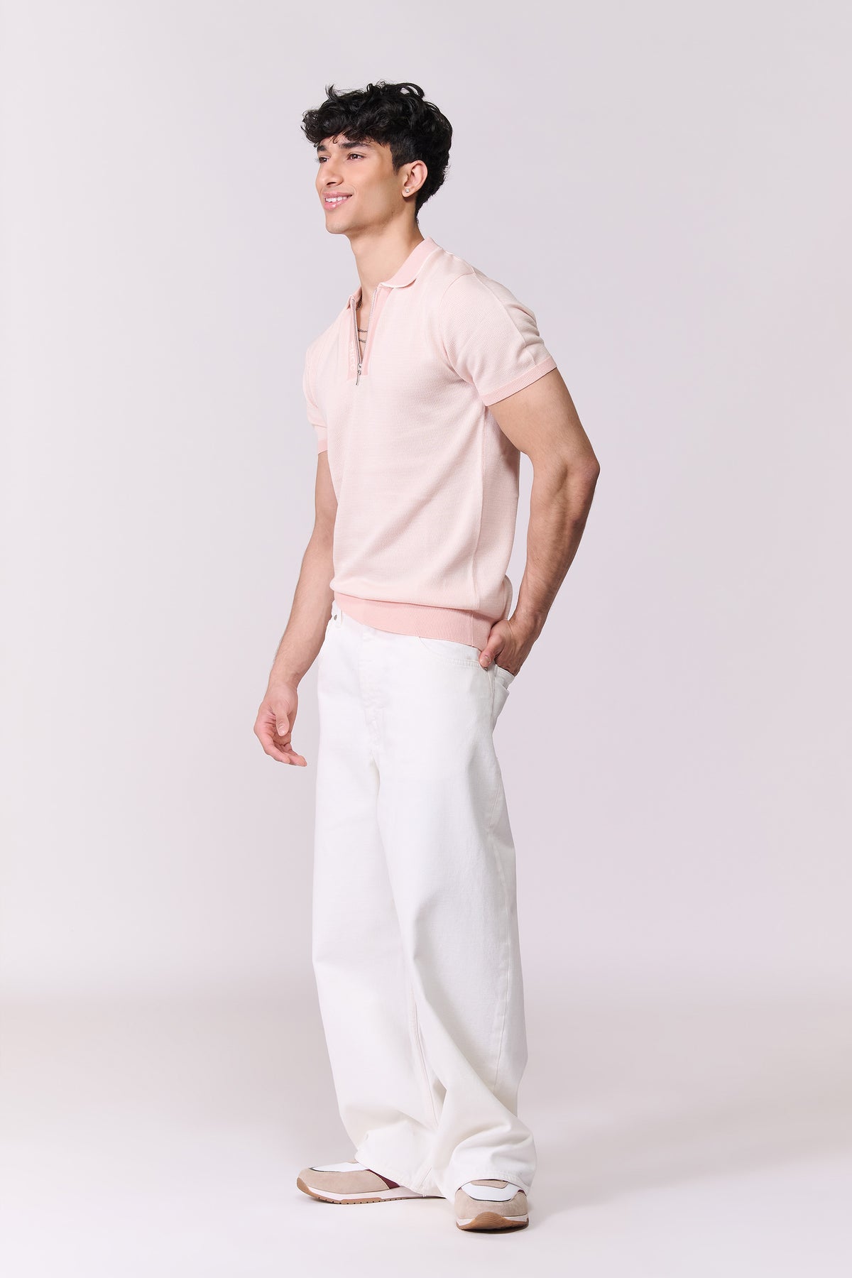 SNCC Pink Knit Zip Polo