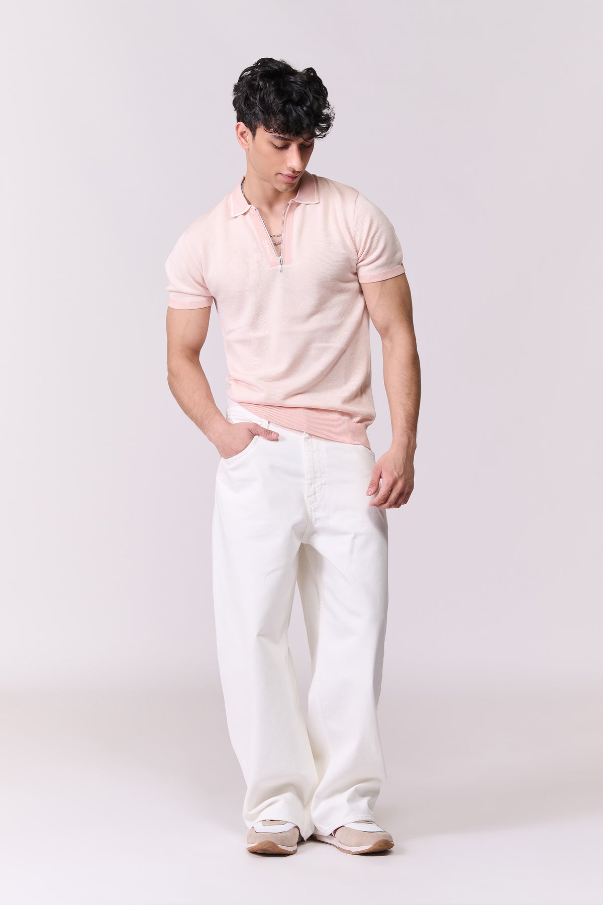 SNCC Pink Knit Zip Polo
