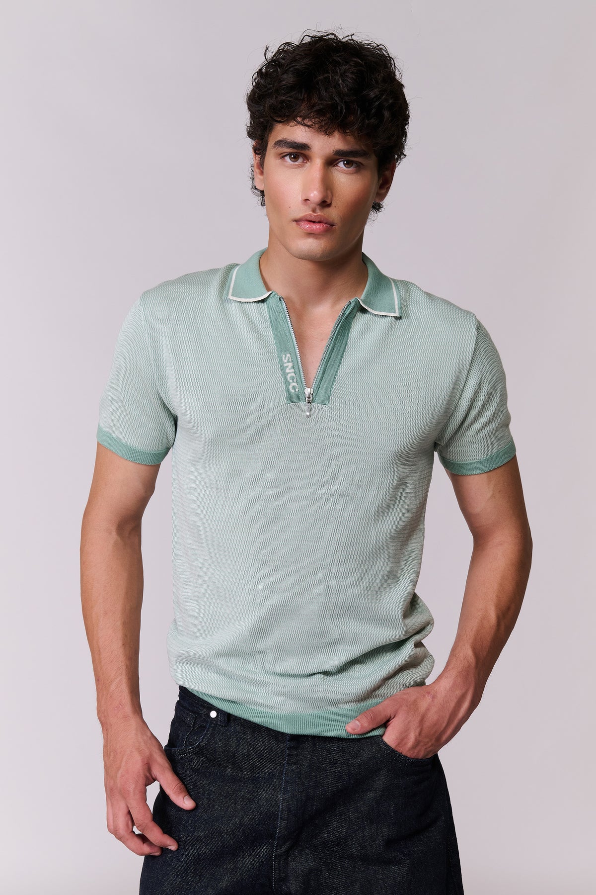 SNCC Jade Knit Zip Polo