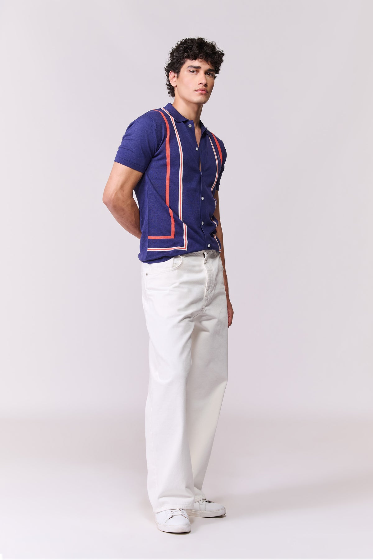 SNCC Navy Contrast Stripe Knit Shirt
