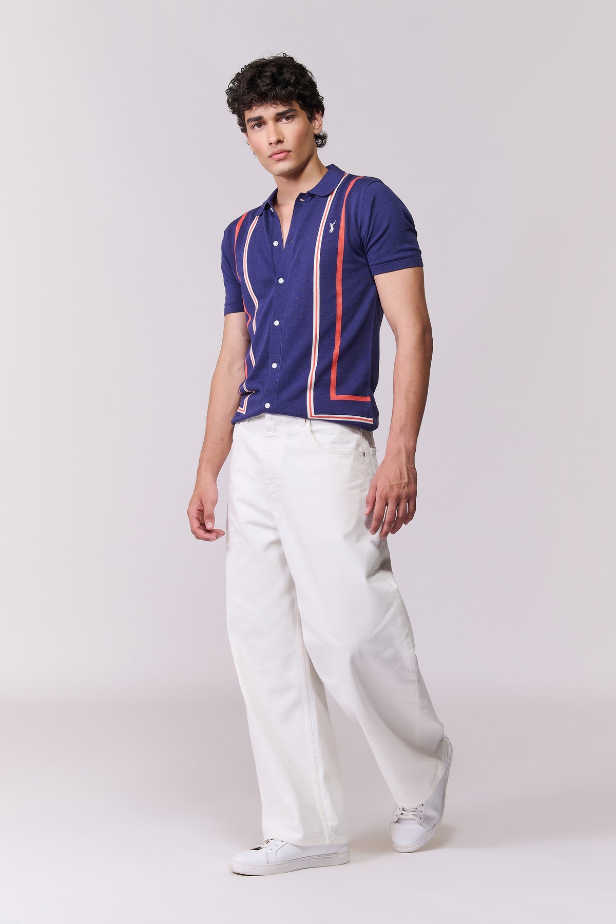 SNCC Navy Contrast Stripe Knit Shirt