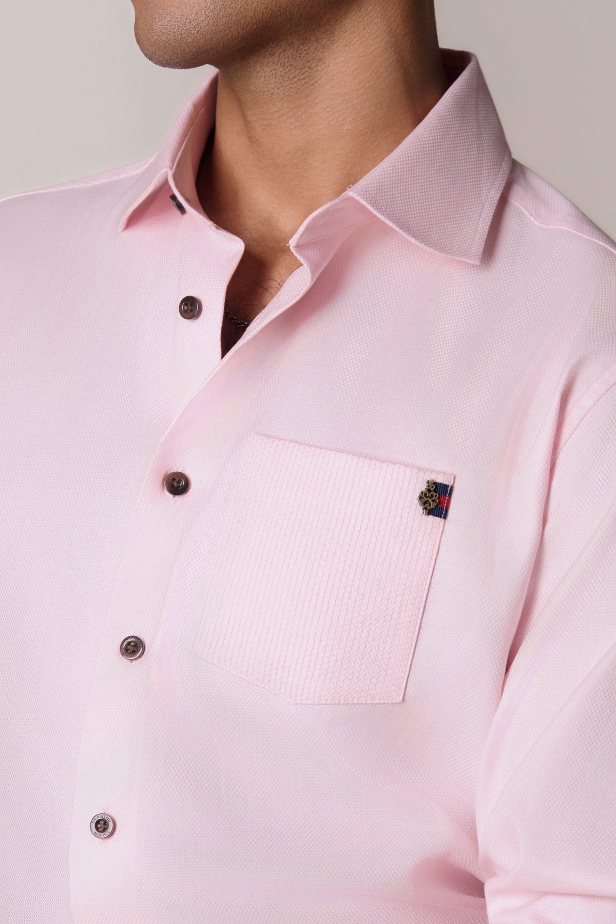 Light Pink Kantha Detail Shirt