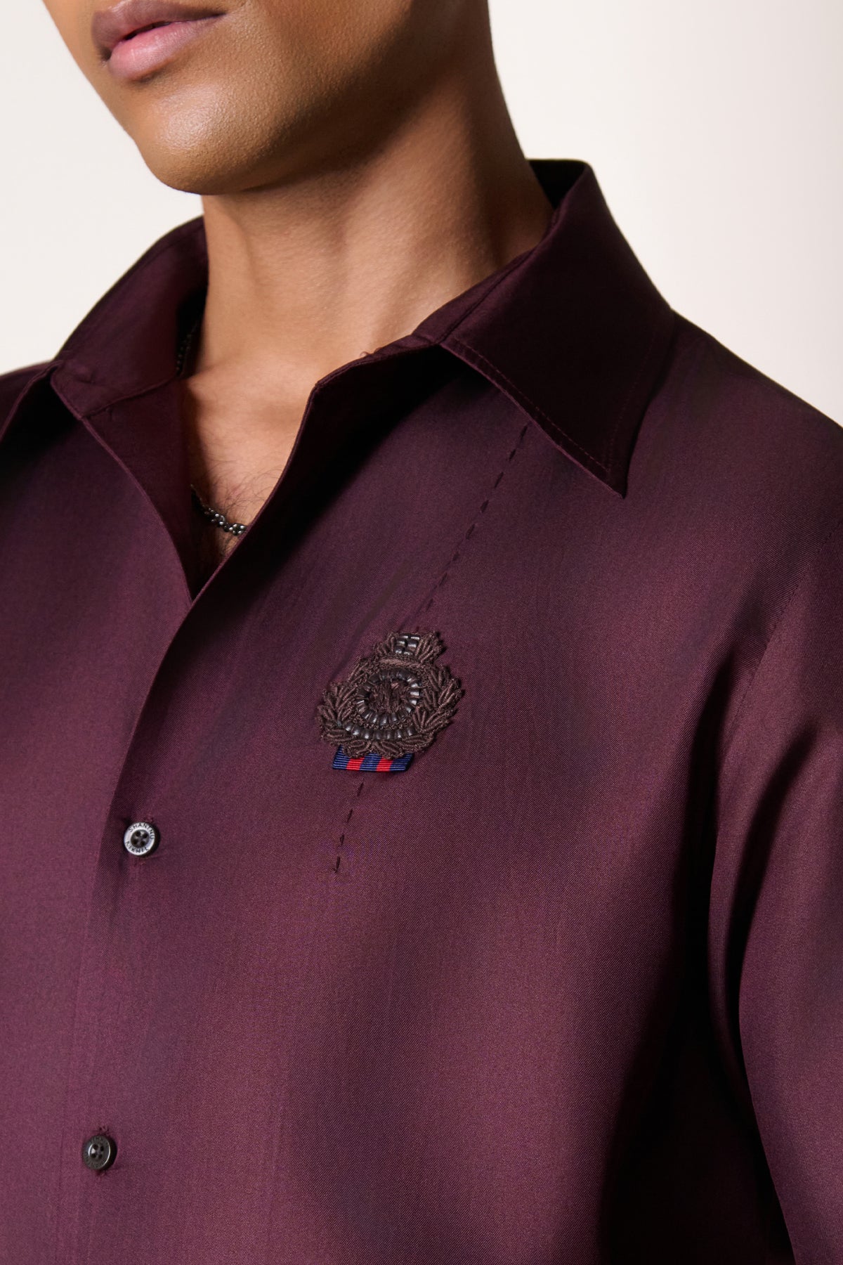 Brown Crest Detail Shirt