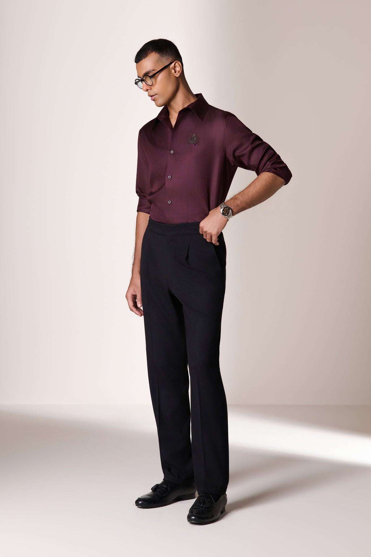 Brown Crest Detail Shirt