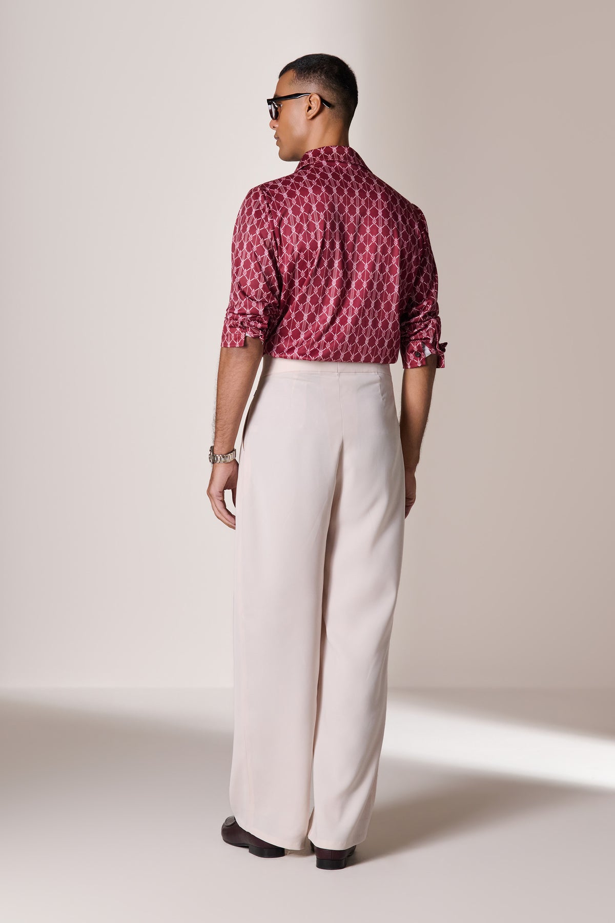 Cherry Silk Twill Adamas Printed Shirt