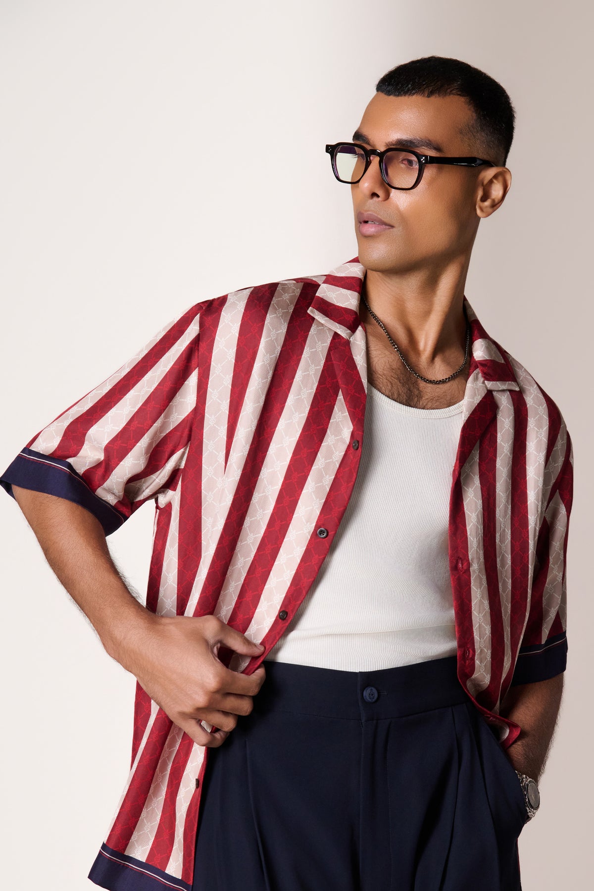 Cherry Beige Adamas Print Shirt