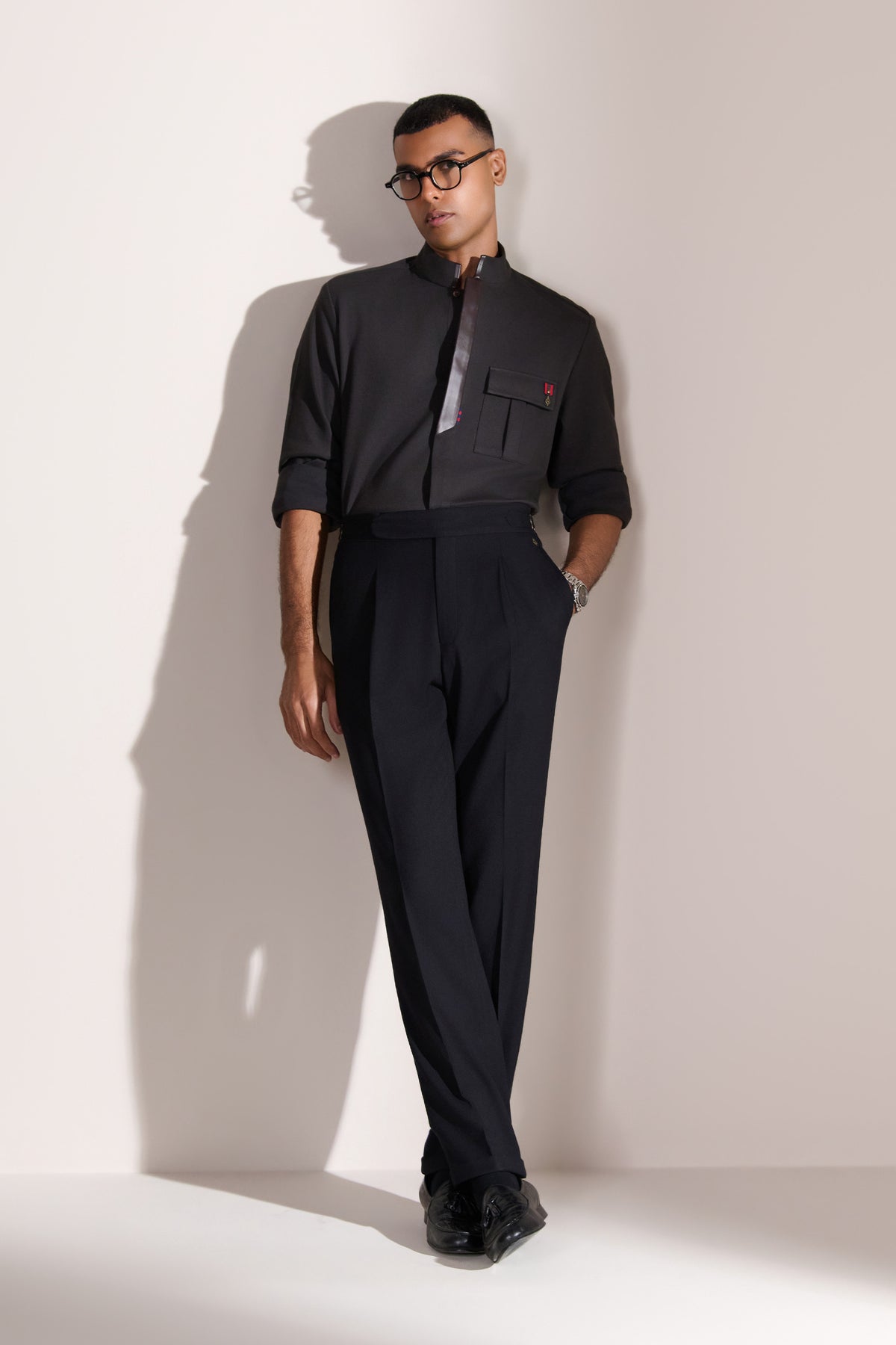 Choco Leather Placket Pocket Shirt