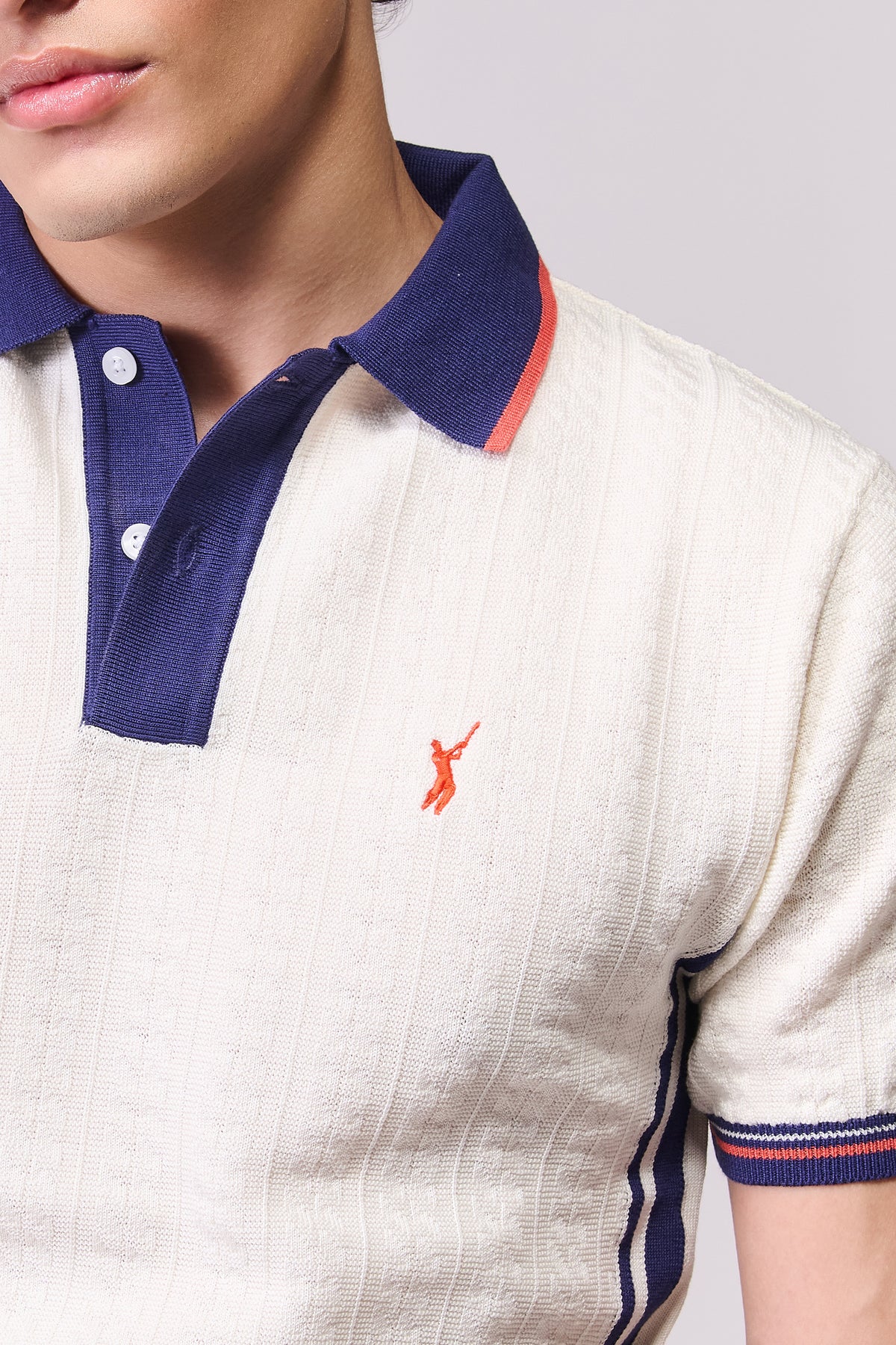 SNCC Off-White Contrast Collar Knit Polo
