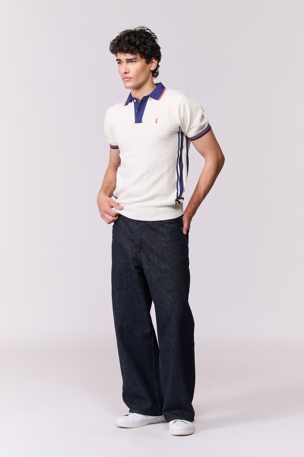 SNCC Off-White Contrast Collar Knit Polo