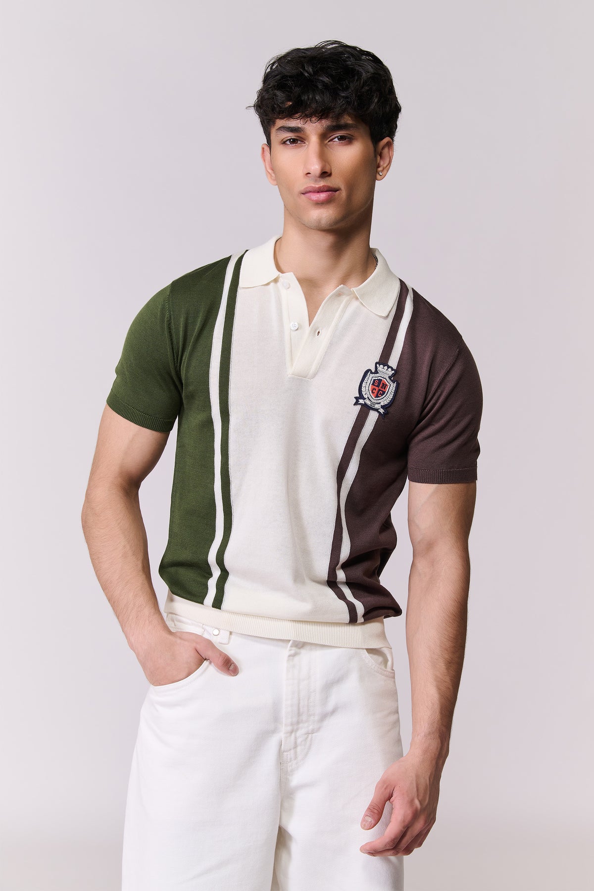 SNCC Colour Block Knit Polo T-Shirt