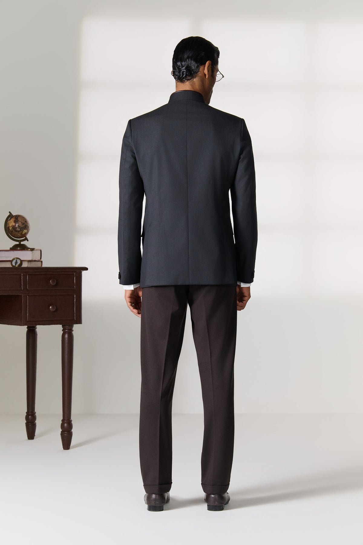 Charcoal Bandhgala Jacket with Medal Pocket Detail
