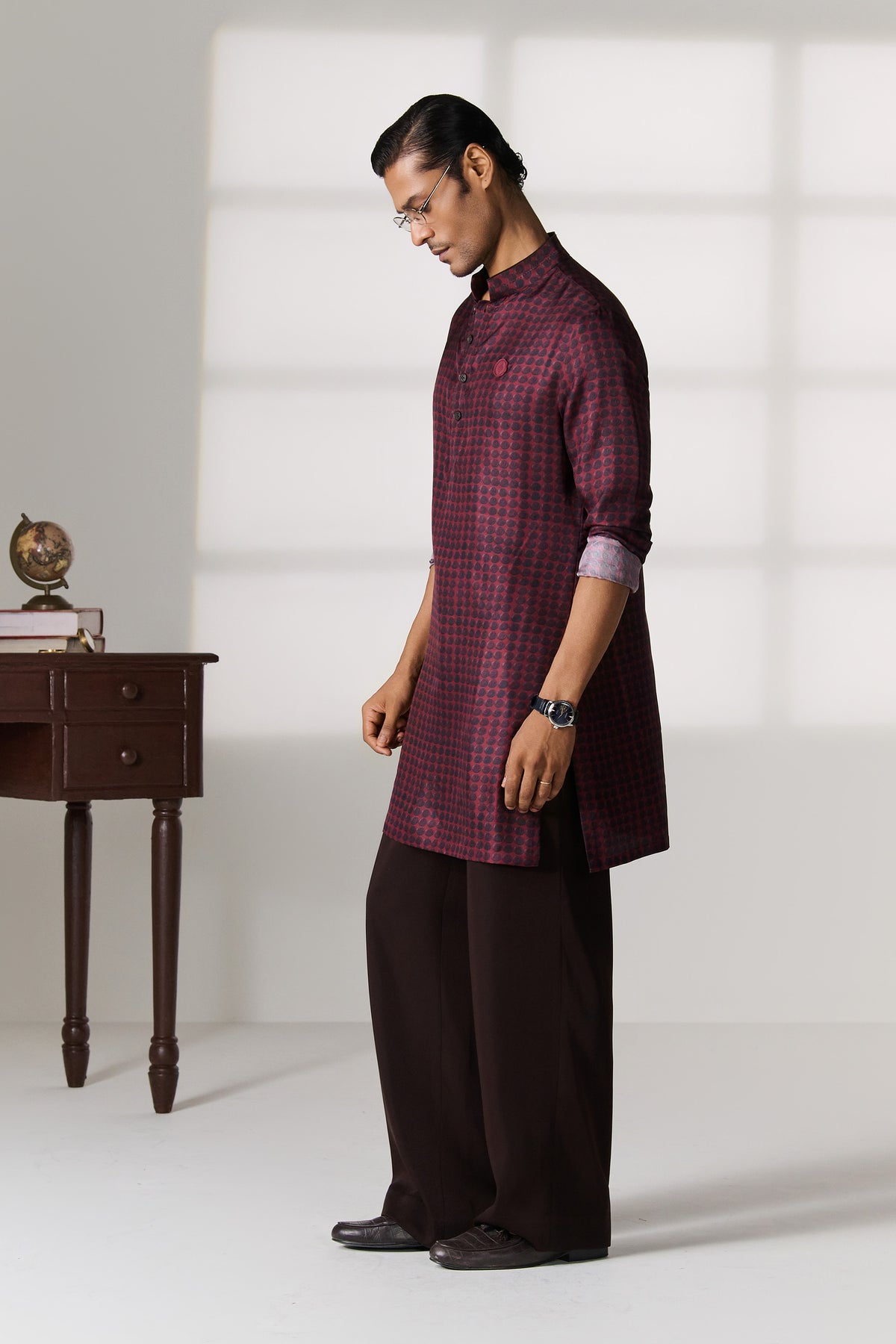 Cherry Houndstooth Print Short Kurta