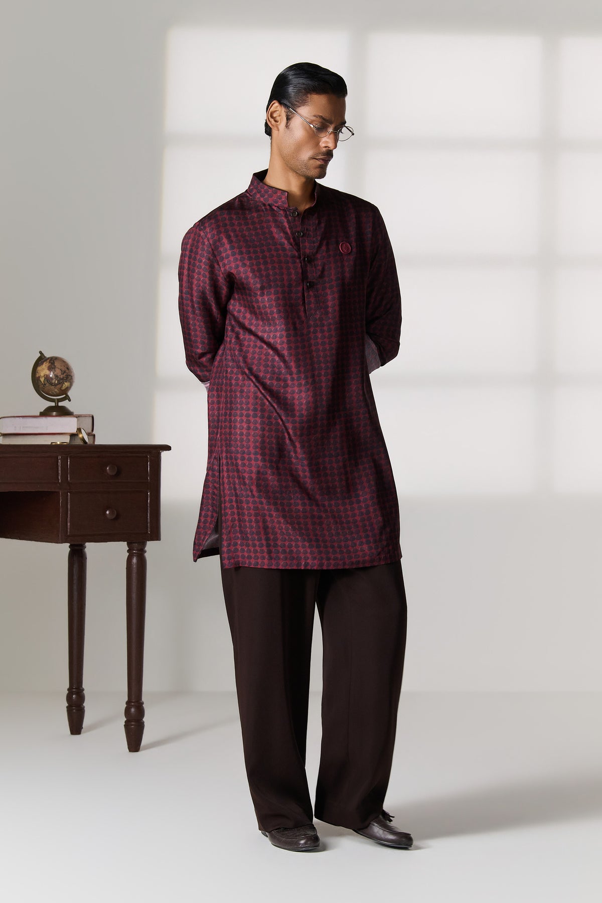 Cherry Houndstooth Print Short Kurta