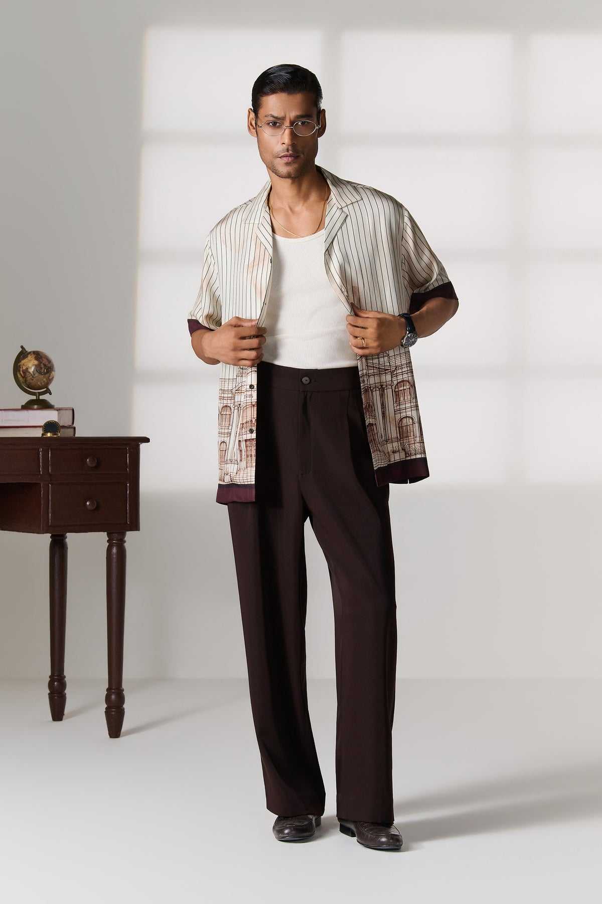 Beige Heritage Print Resort Shirt