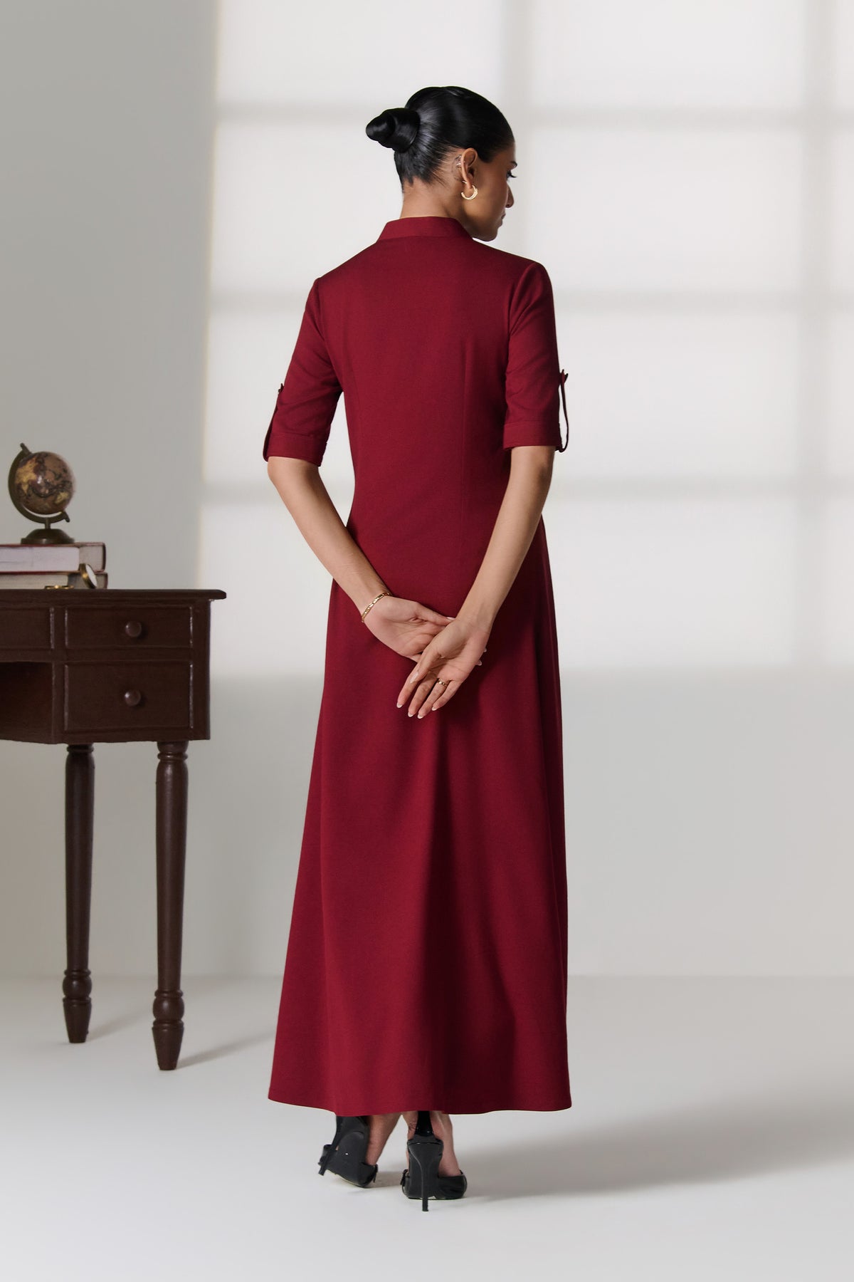 Cherry Trench-Style Shirt Dress