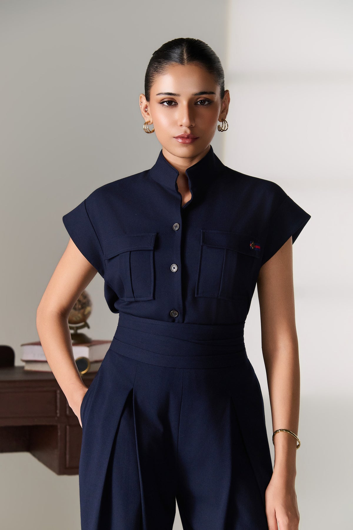 Navy Sleeveless Utility Shirt