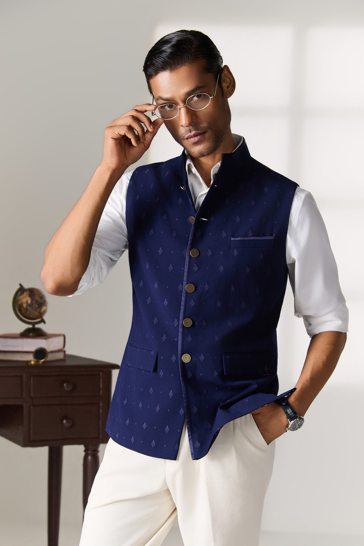 Navy Nehru Waistcoat