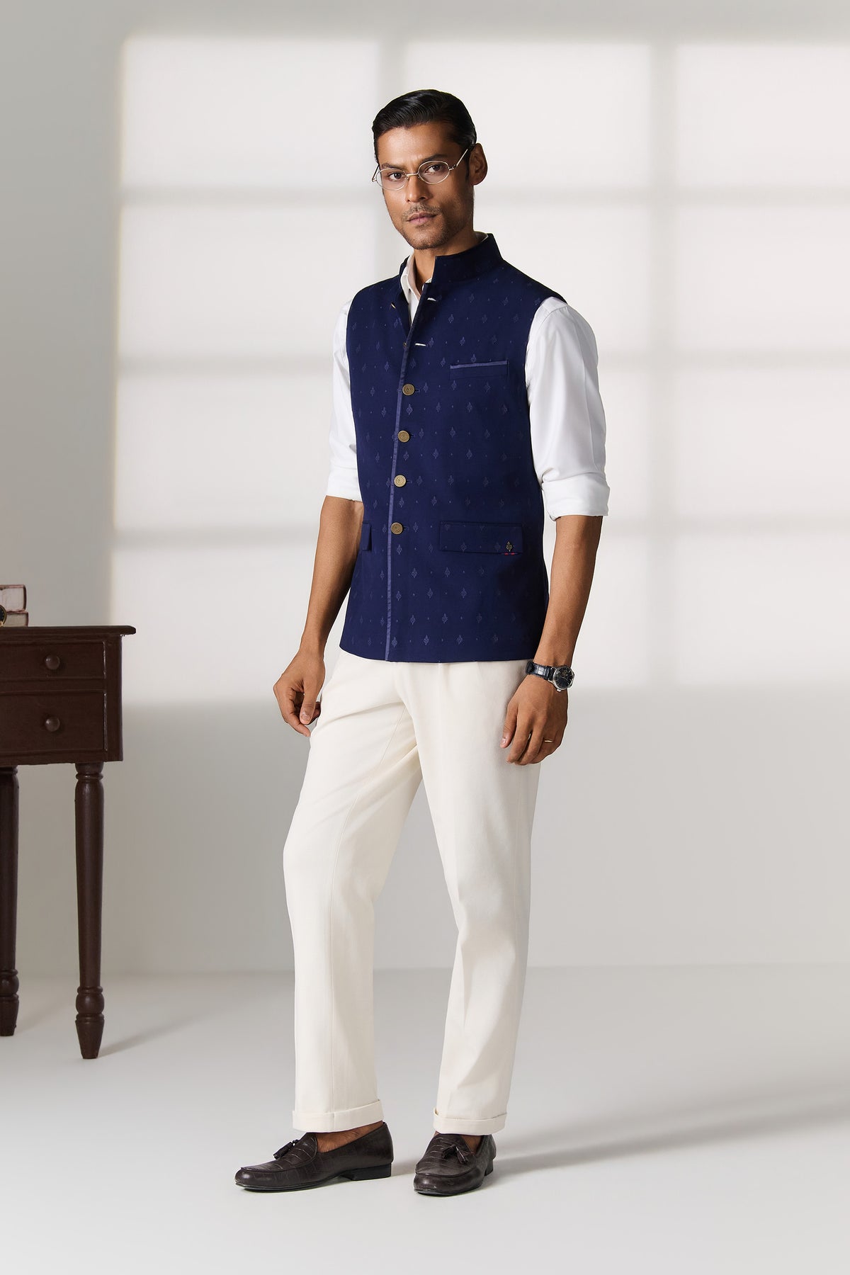 Navy Nehru Waistcoat