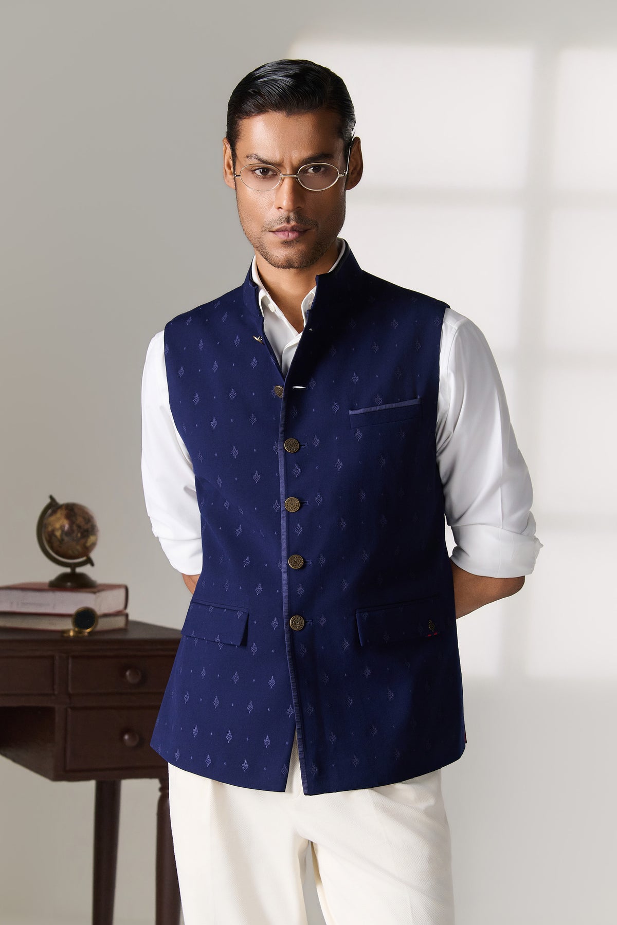 Navy Nehru Waistcoat