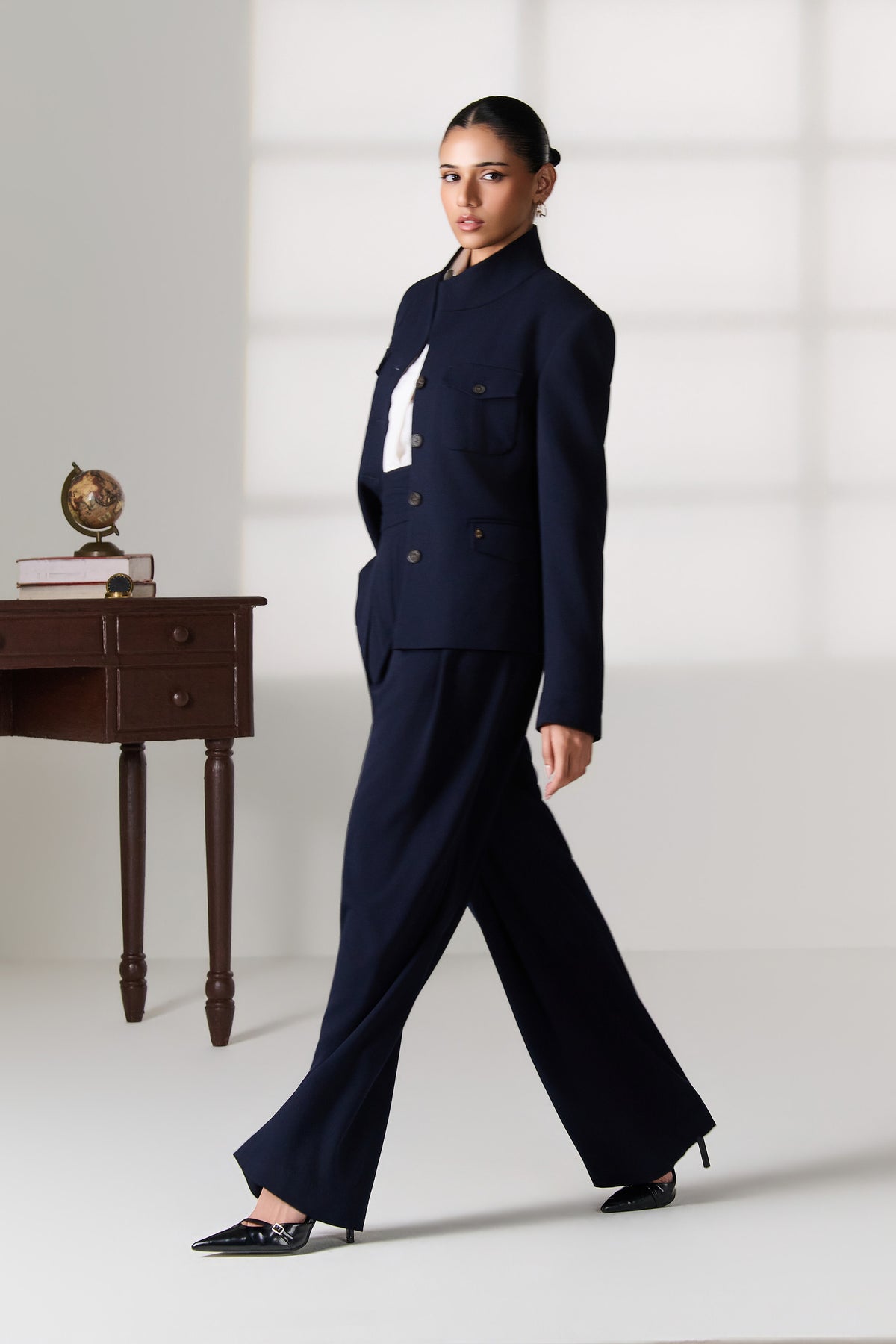 Navy Cropped Utility Jacket
