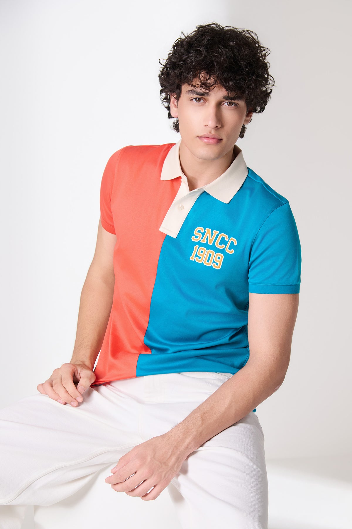 SNCC Coral Teal Colour Block Polo T-Shirt