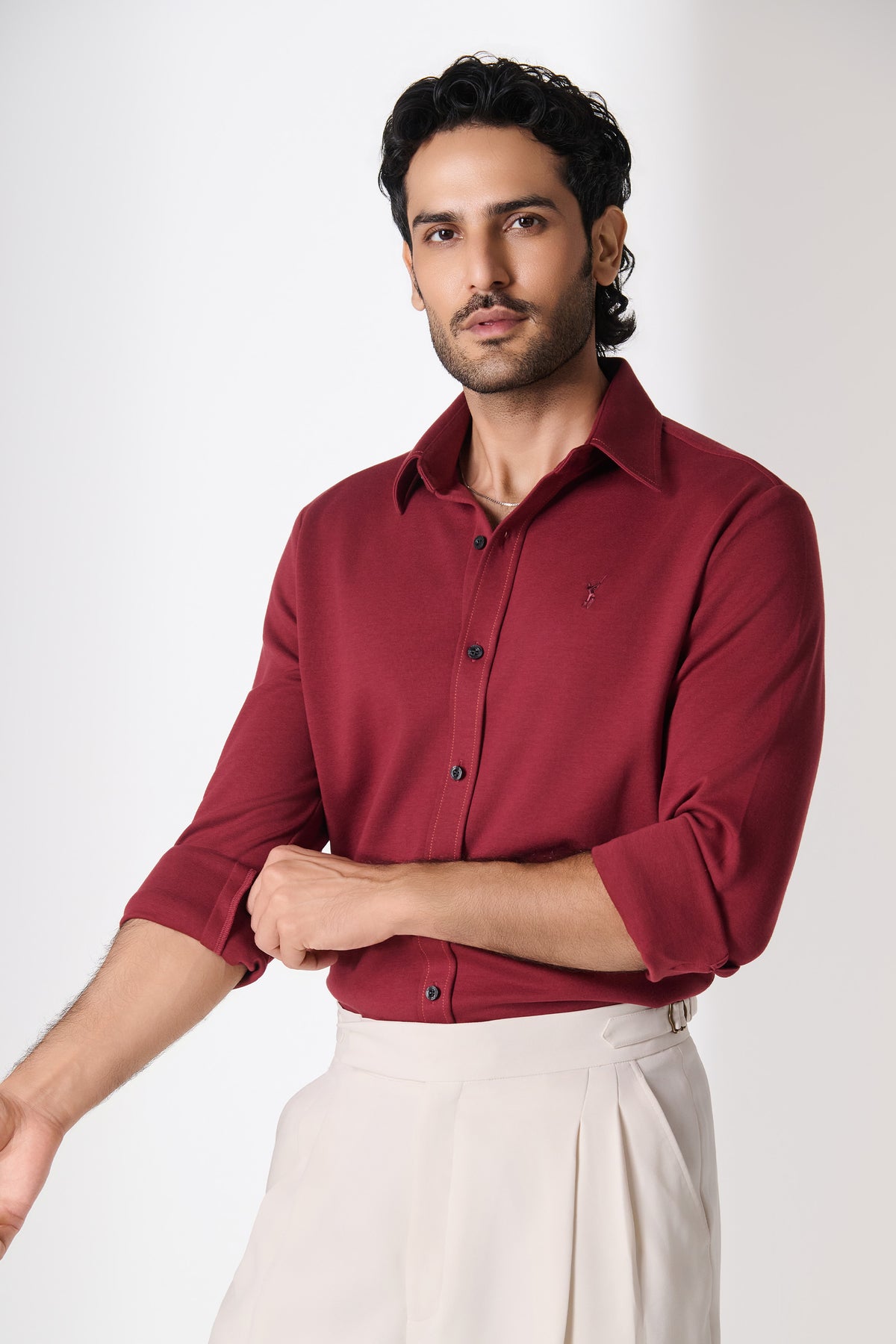 SNCC Burgundy Contrast Stitch Shirt
