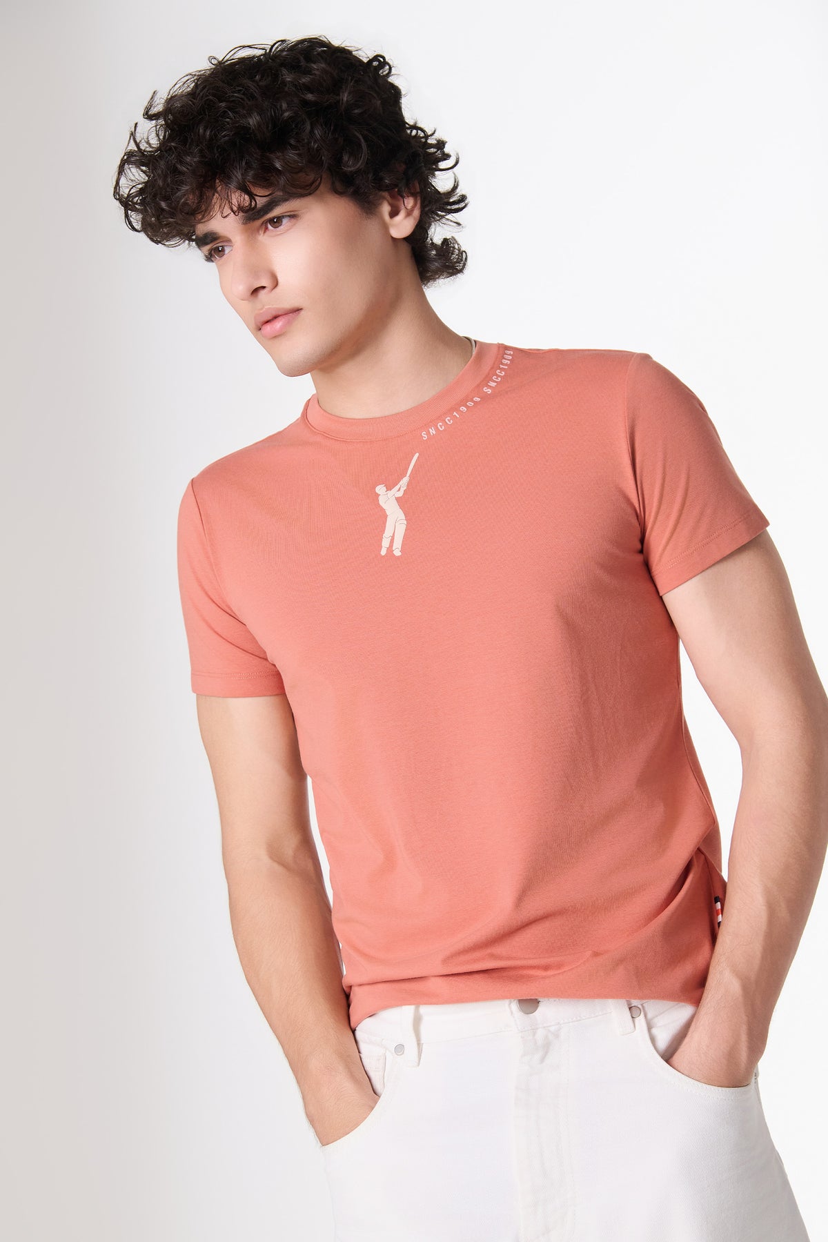 SNCC Clay Pink Batsman Neckline T-Shirt