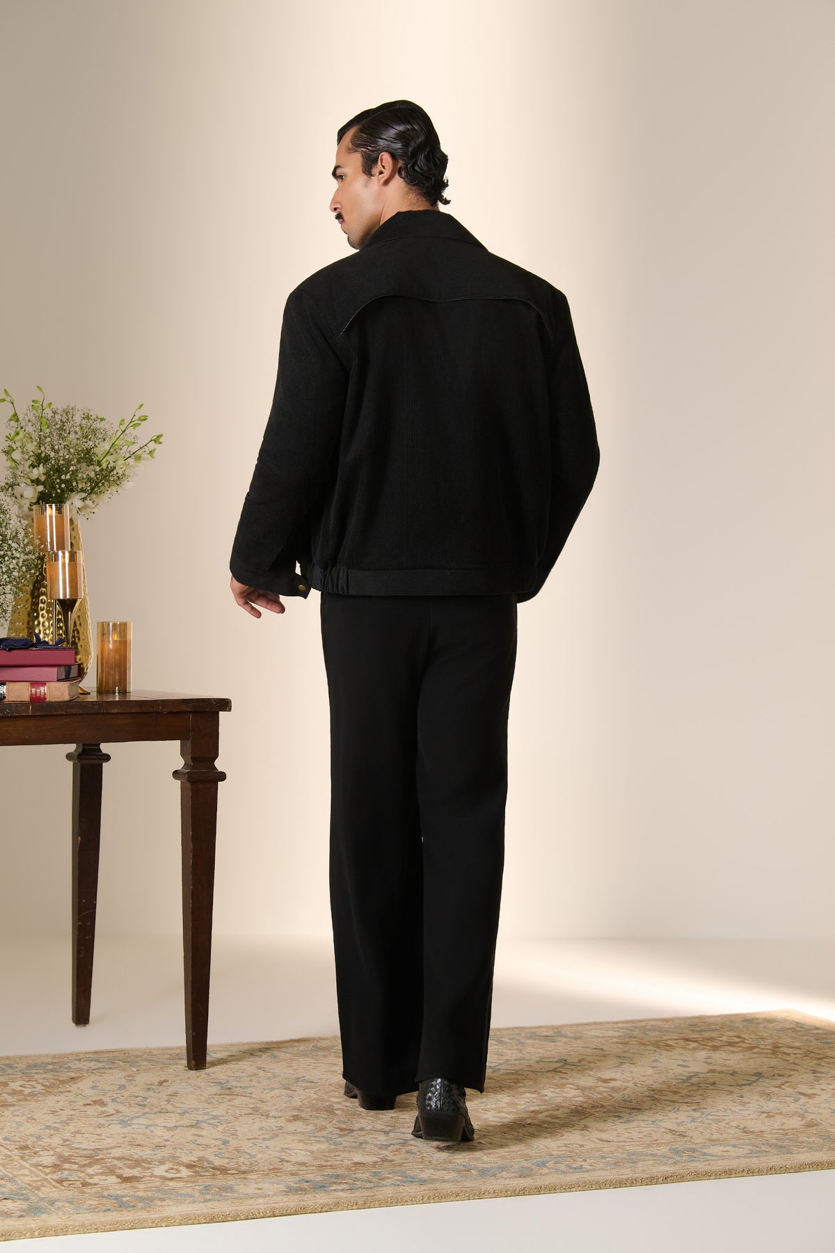 Corduroy Zari Embroidered Bomber Jacket
