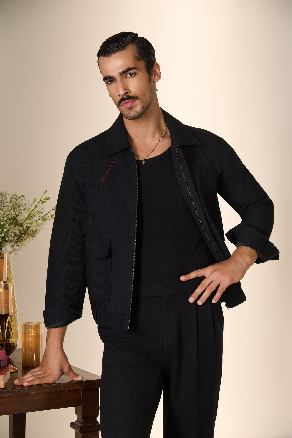 Embroidered Sleeve Bomber Jacket