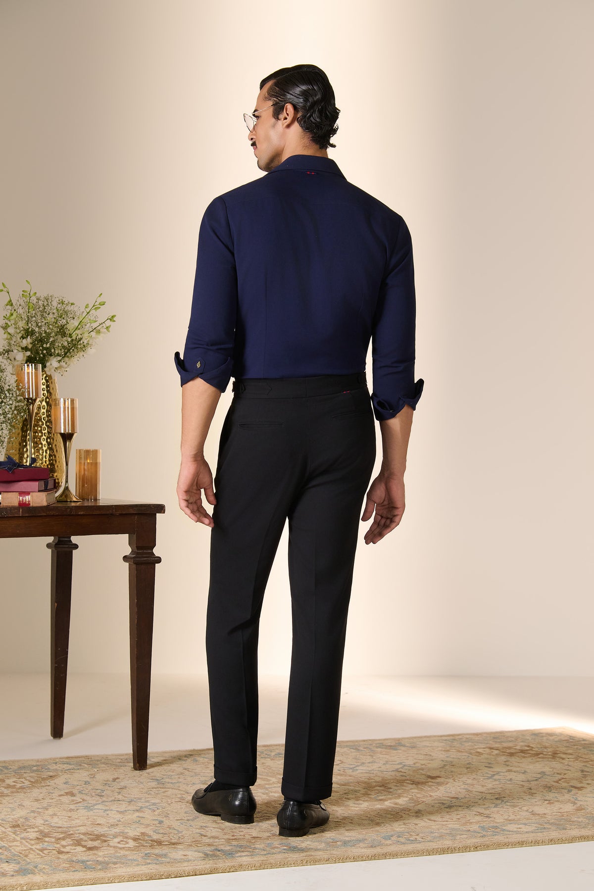 Navy Embroidered Shoulder Shirt