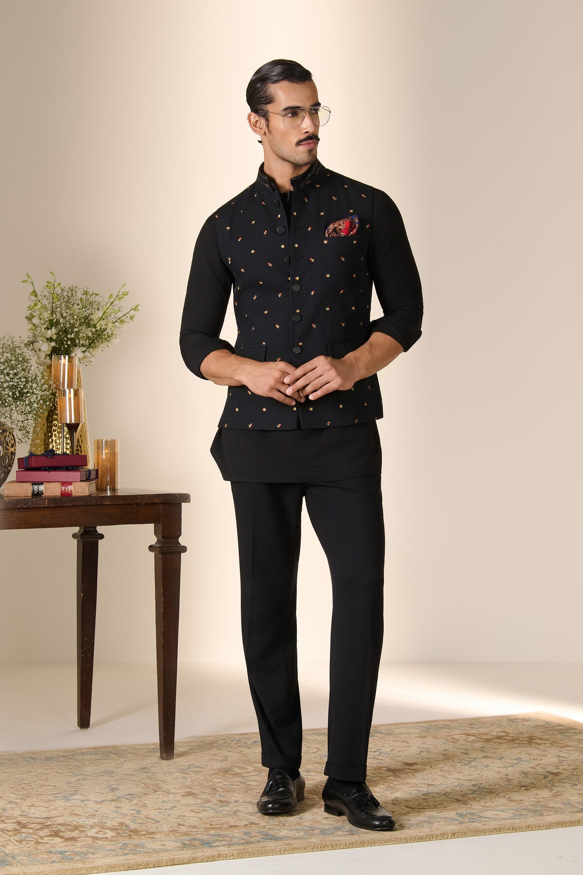 Black Embroidered Waistcoat