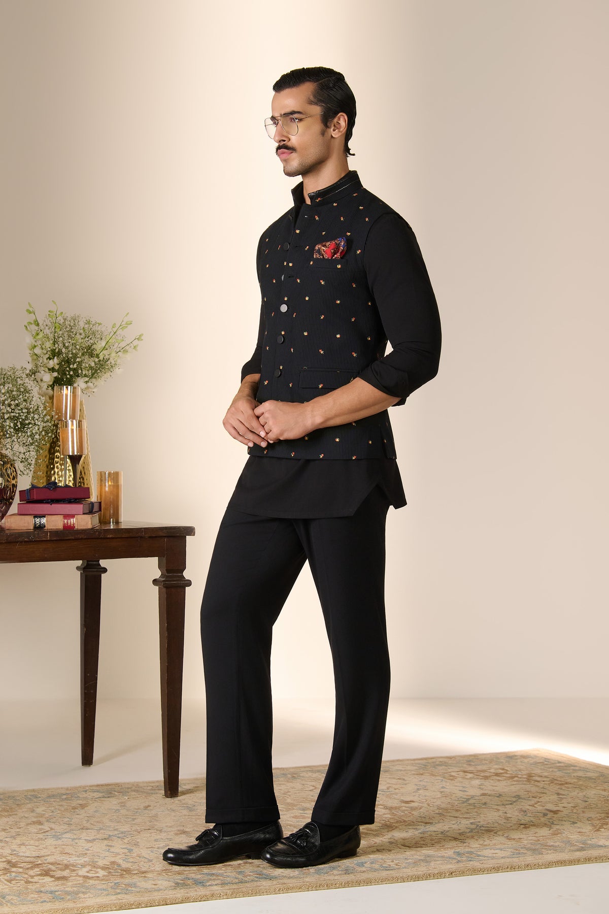 Black Embroidered Waistcoat