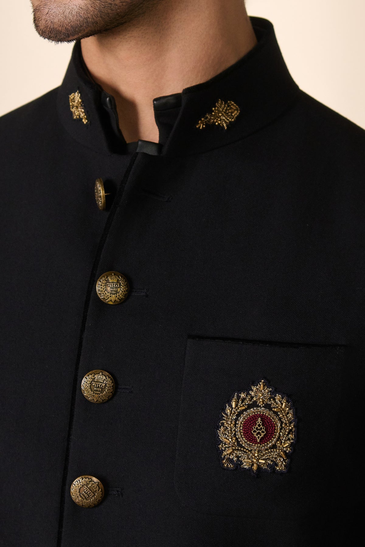 Black Crest Detail Waistcoat
