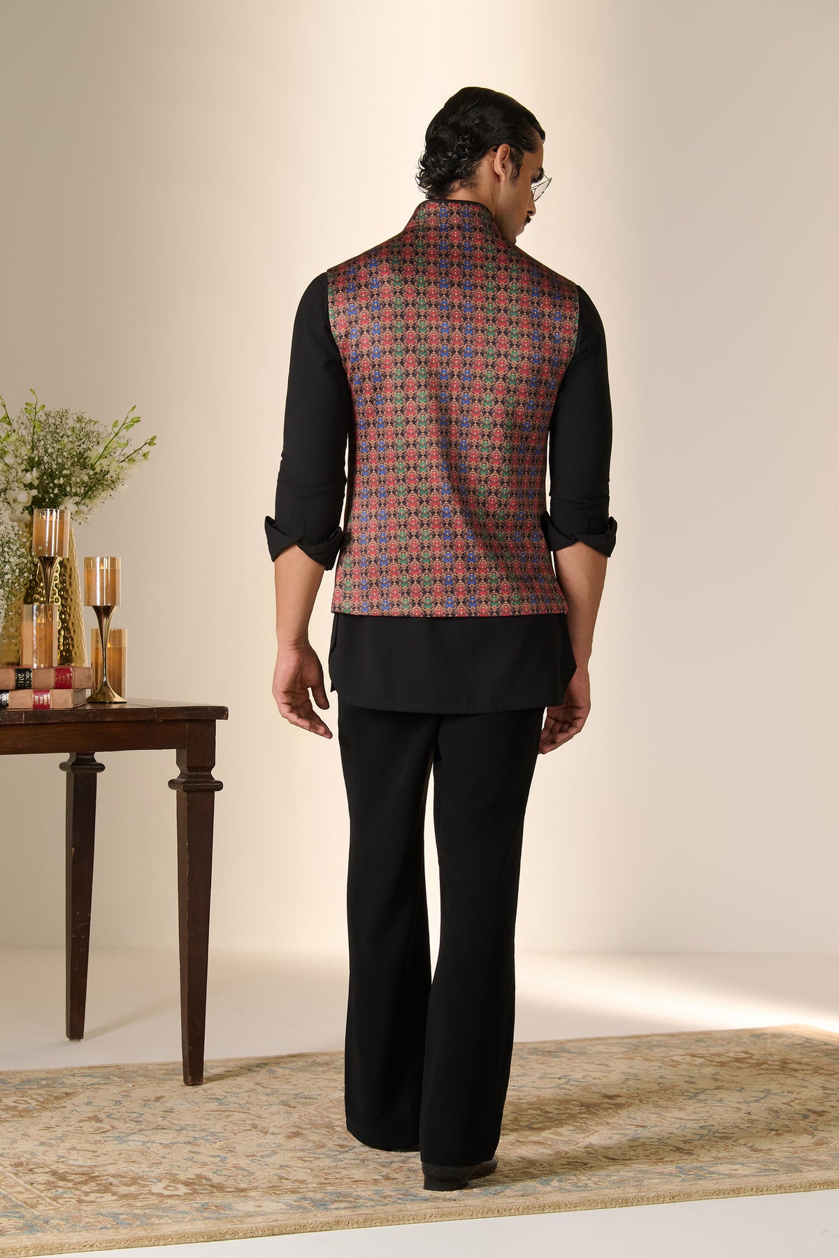 Multicolour Printed Crest Waistcoat