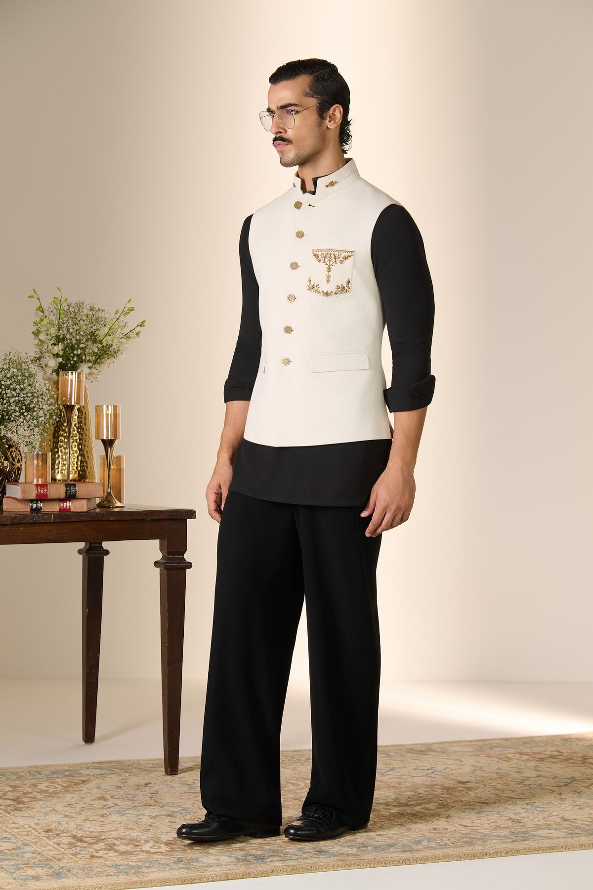 Ivory Zari Embroidered Waistcoat