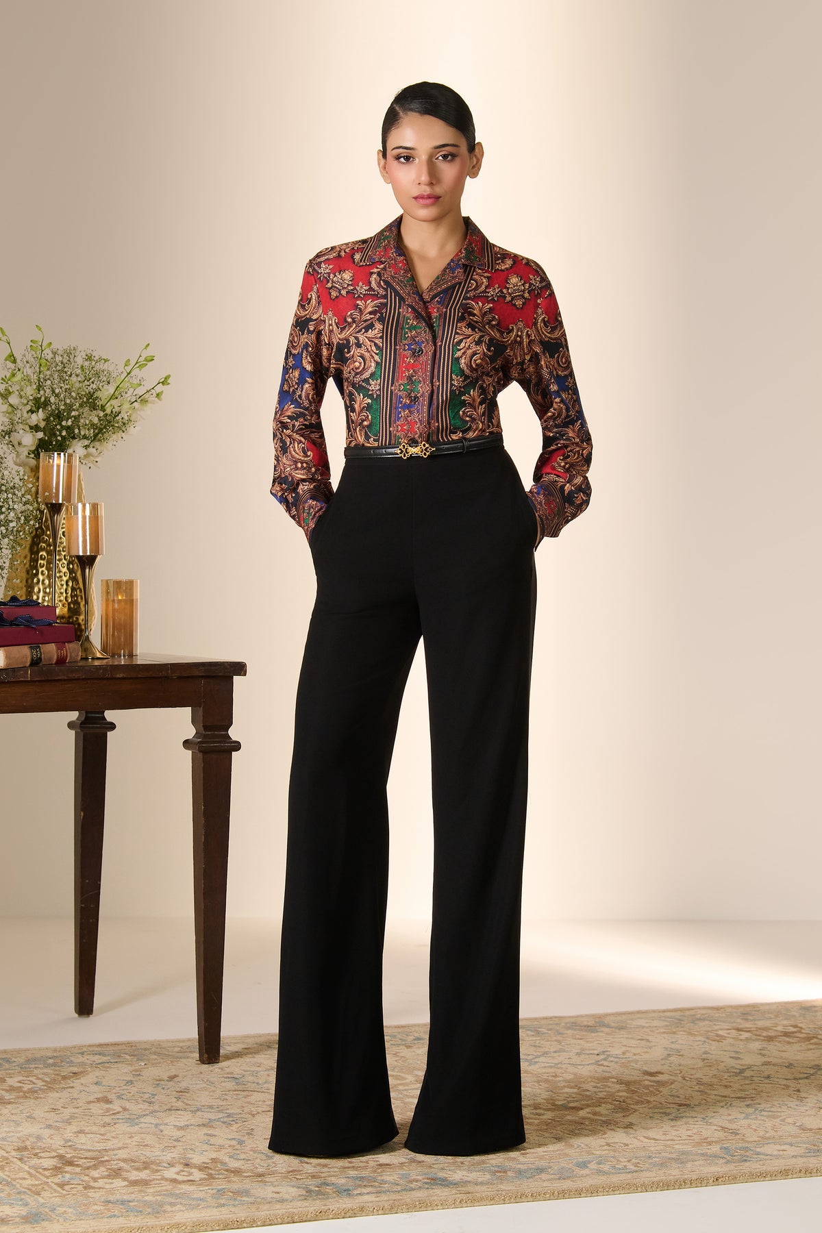 Baroque Print Silk Shirt