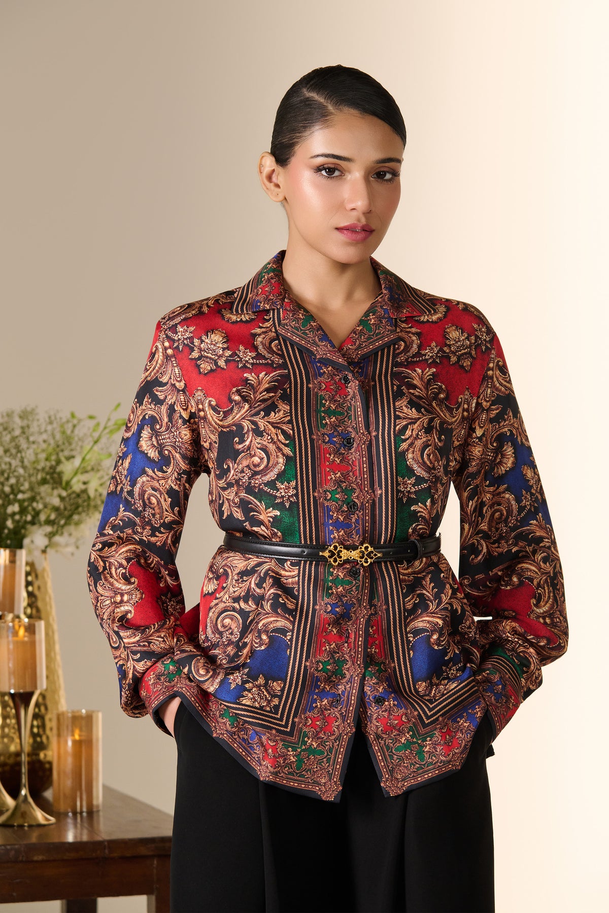 Baroque Print Silk Shirt
