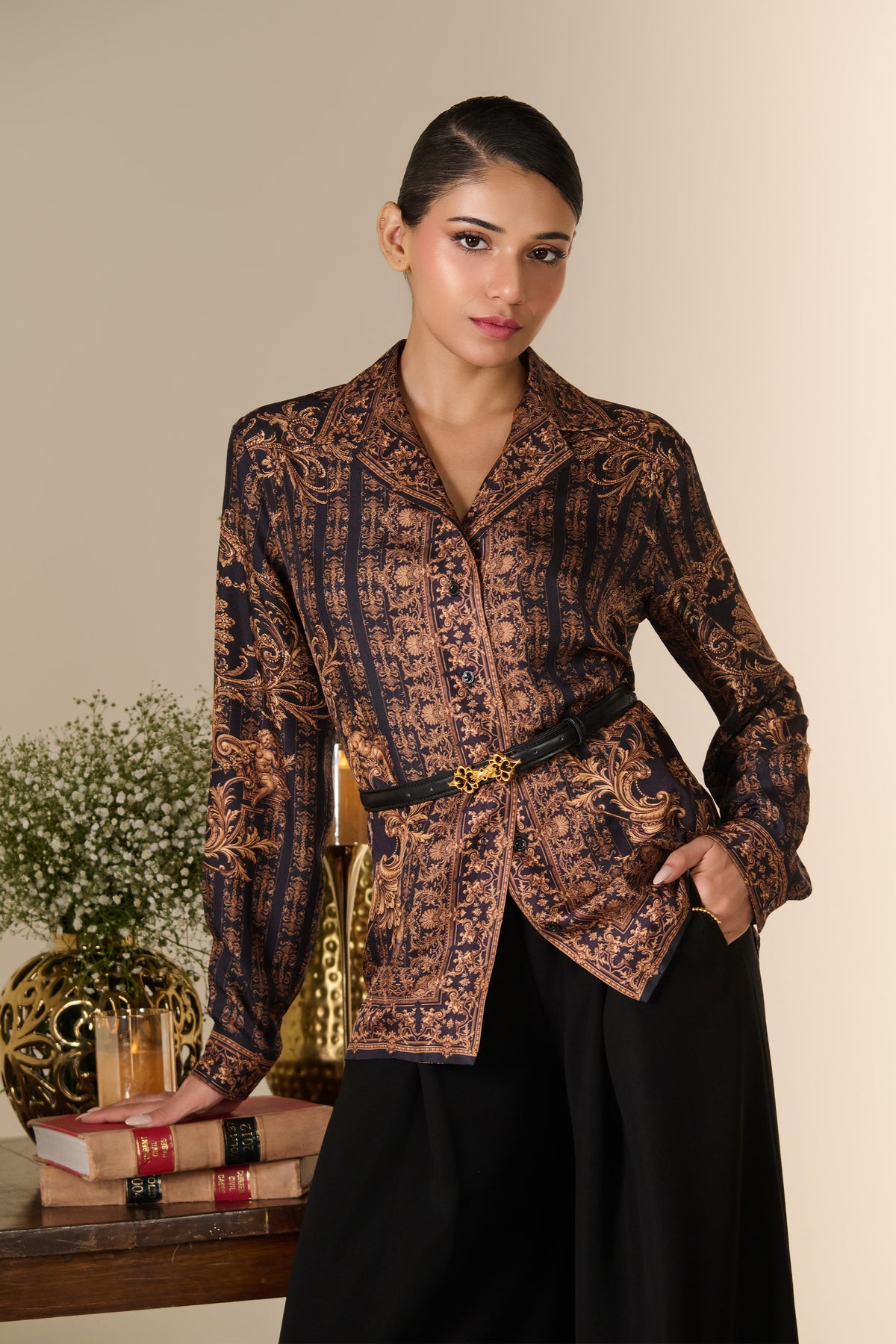 Gilded Baroque Silk Shirt