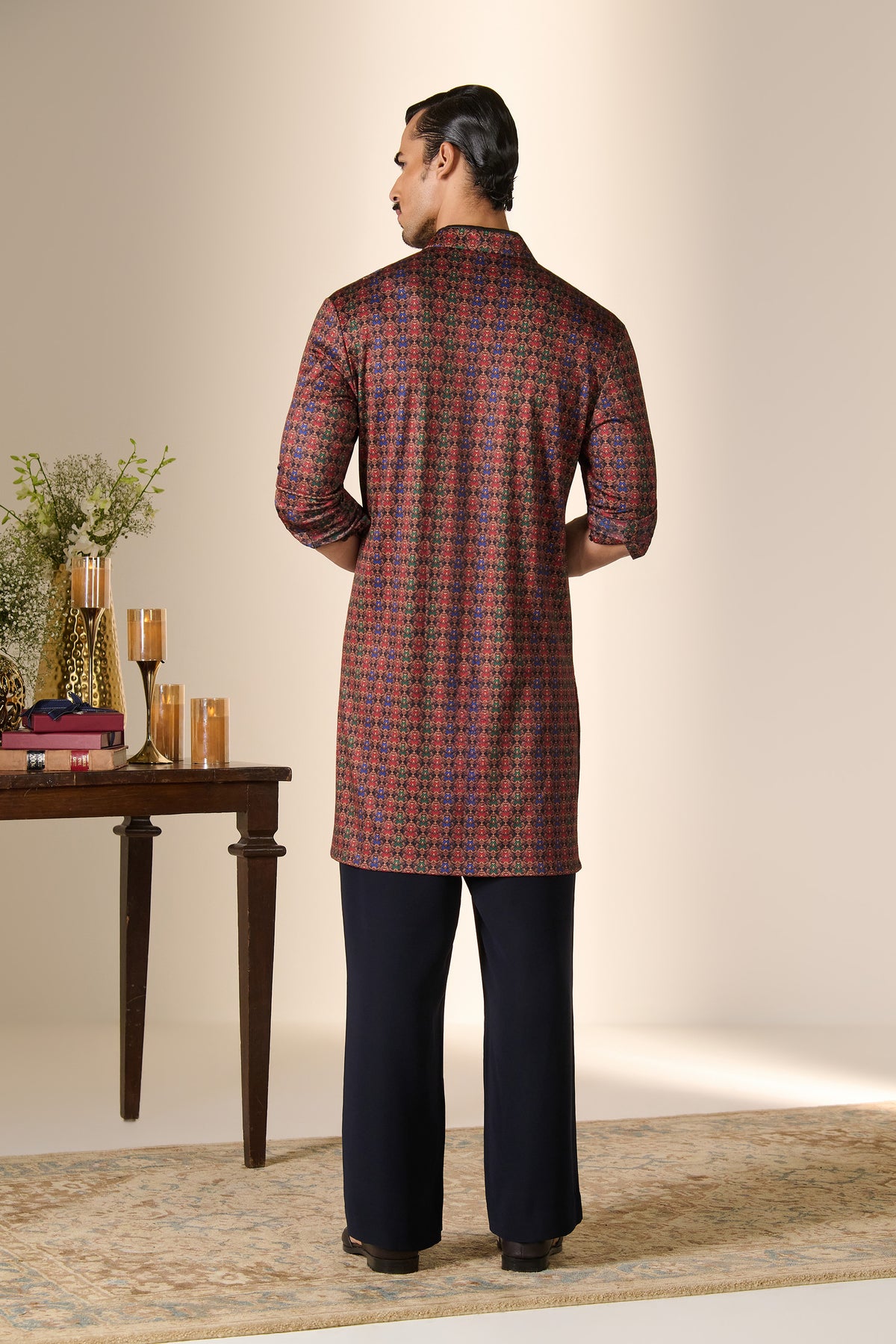 Rust Printed Crest Kurta