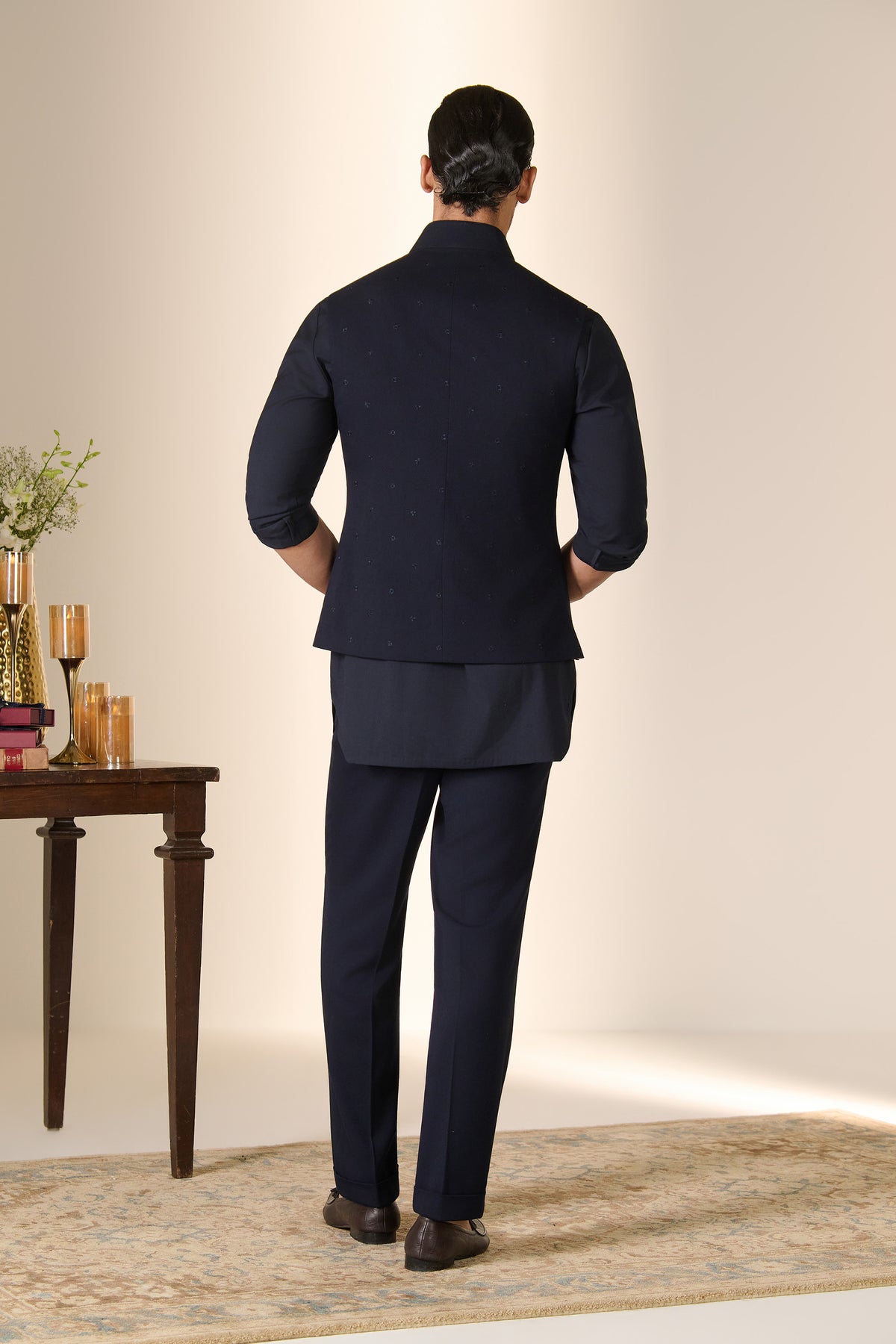 Navy Embroidered Waistcoat