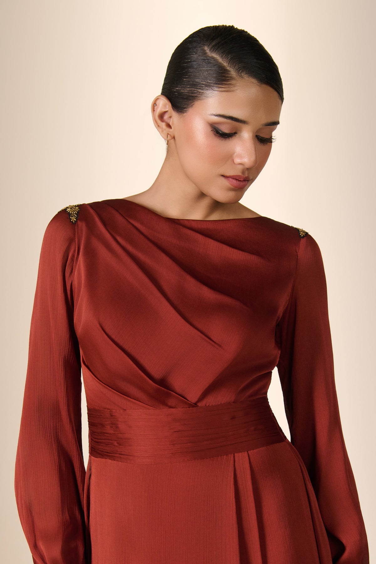 Rust Drape Detail Dress