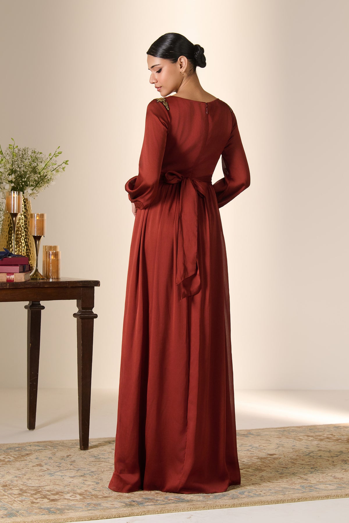 Rust Drape Detail Dress