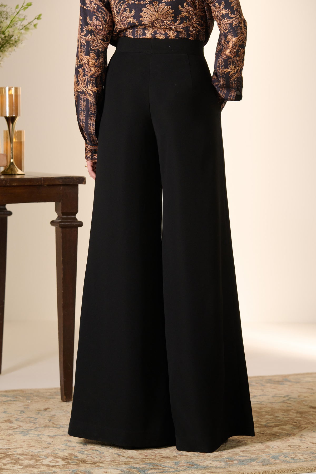 Double Pleat Flared Trousers